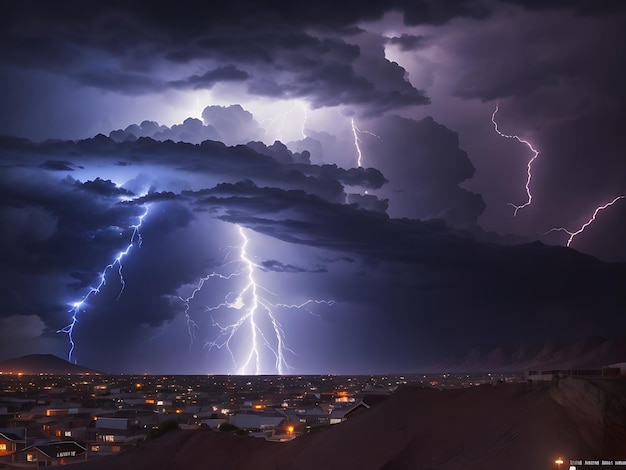 劇的な雲景を伴う稲妻