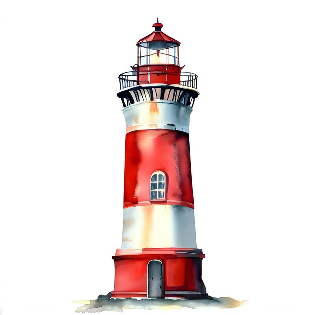 Lightouse isolated on a white background watercolor style