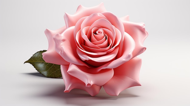 lightpink rose blossom on white background