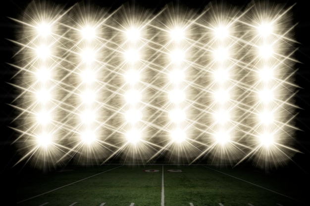 Photo lights on a football stadium.