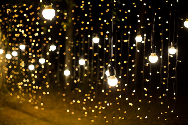 Lights and lanterns in the night. Bokeh