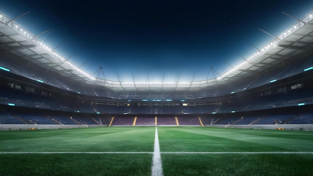 Светильники ночью на пустом стадионе