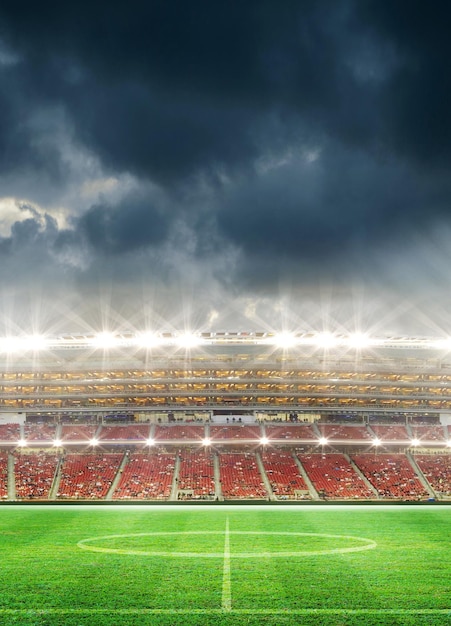 Lights at night and football stadium 3d rendering