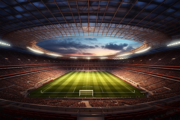 lights at night and football stadium 3d rendering