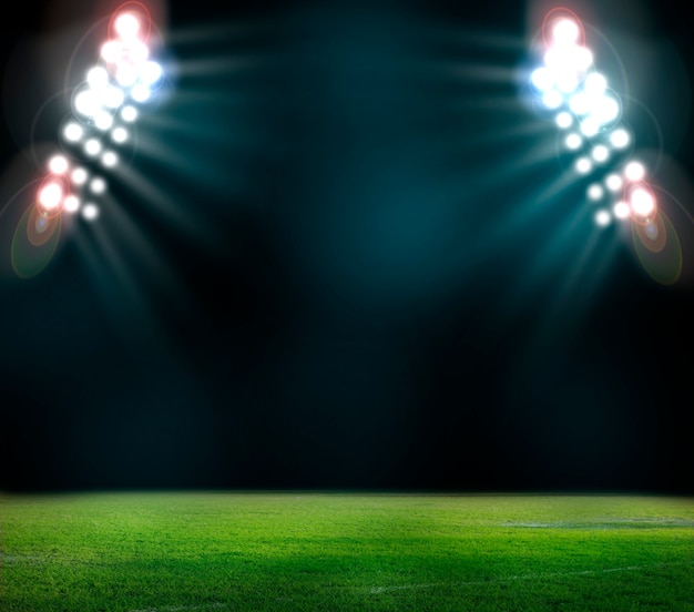 Foto luci di notte e rendering 3d stadio