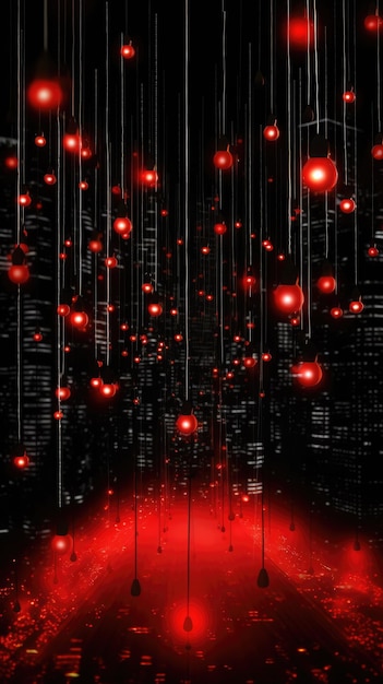 Lights on red and black background ai generated