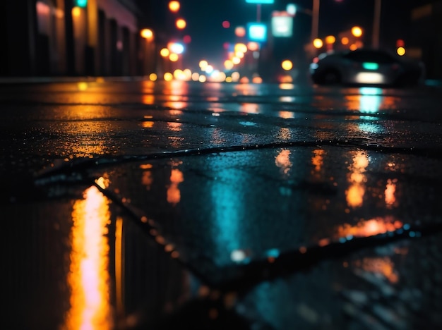 Lights Reflection on Wet Asphalt Futuristic Product Display background