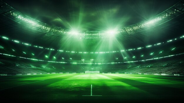 Lights in soccer stadium at night match