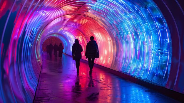 Photo lightup tunnels that change colors with touch ai generated illustration