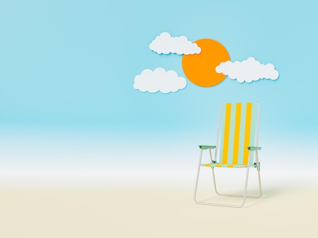 Ligstoel onder zon en wolken op strand
