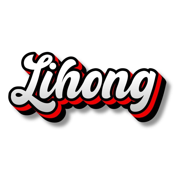 Lihong Text 3D Silver Red Black White Background Photo JPG