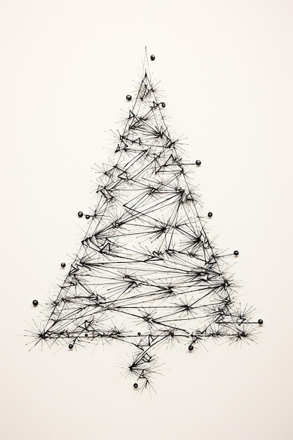 Foto lijn stijl wired kerstboom minimalistische hand potlood schets