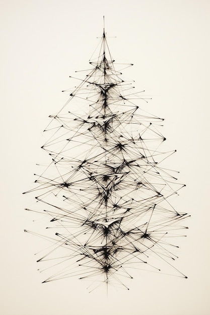 lijn stijl Wired kerstboom minimalistische hand potlood schets