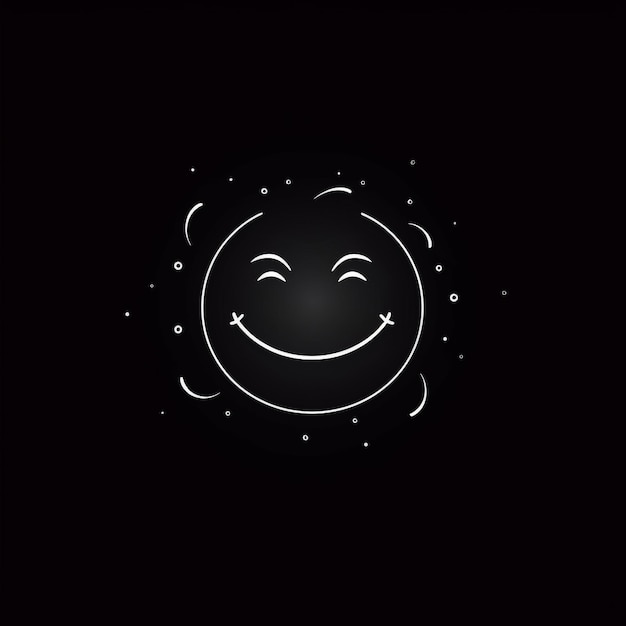 Foto lijnontwerp glimlach gezicht vector logo op zwarte en witte achtergrond