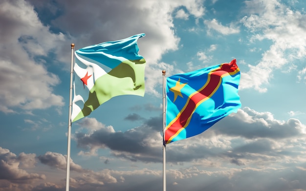 Lijst van vlaggen van Djibouti en DR Congo op hemelachtergrond