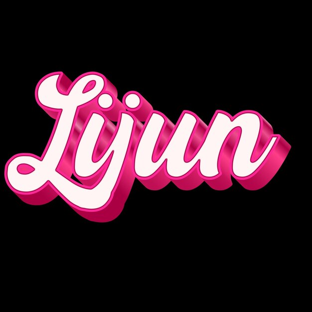 Lijun Typography 3D Design Pink Black White Background Photo JPG