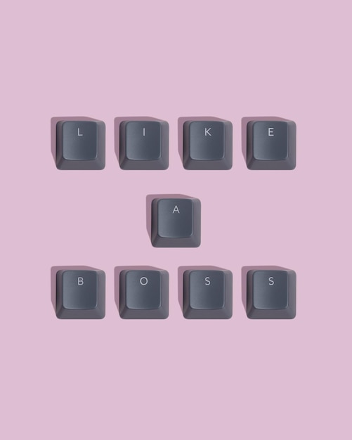 Like a boss text on keyboard keycap Pink background