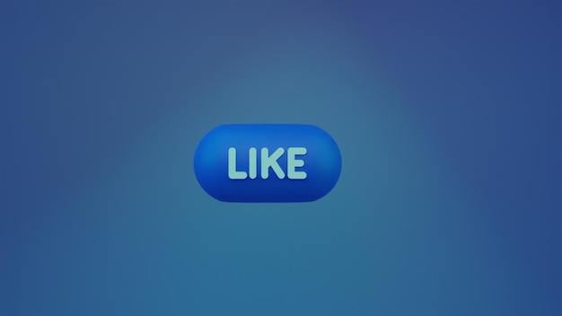 Like button on blue background 3D rendering