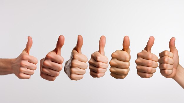 like concept various hand show thumbs up on white background Generated AI