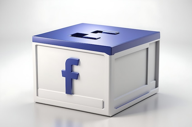 白い背景の 3D レンダリングを持つ Facebook 3D ボックスのような