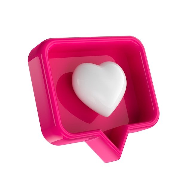 Like heart icon on a isolated on white background 3d render illustration