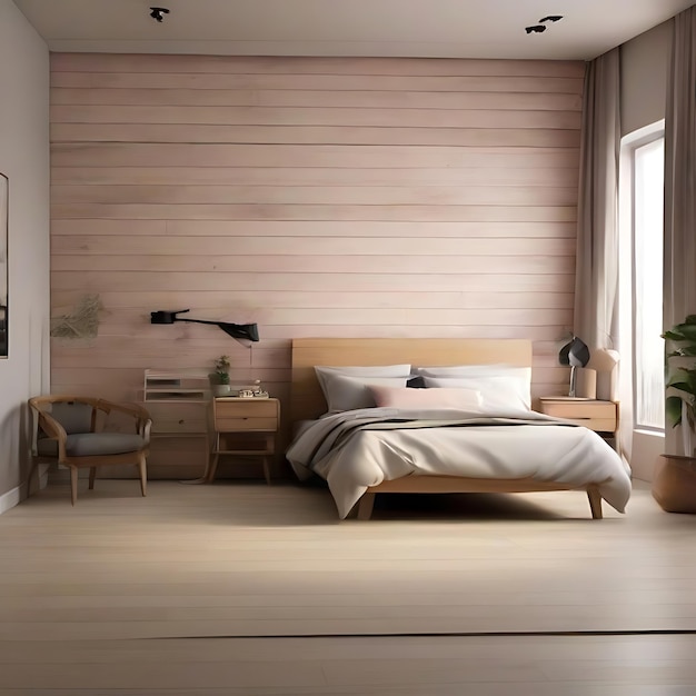 Photo like a nice bedroom with acoustic panel on the wall maybe a desk ai