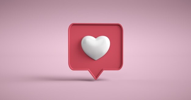 Photo like notification icon social network app icon 3d illustration