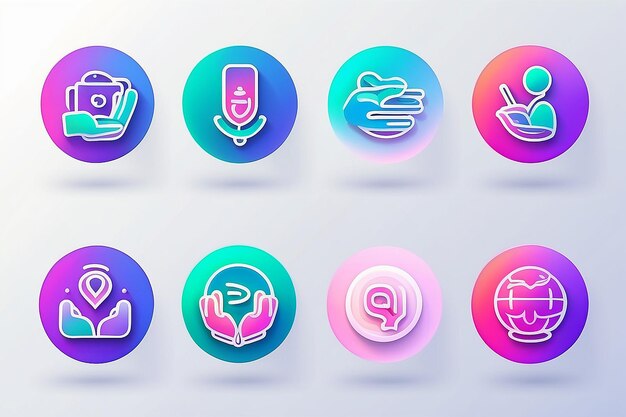 Like People talking and Donation money minimal line icons 3d spheres or balls buttons