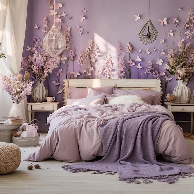 lilac bedroom bed extremely bright hue