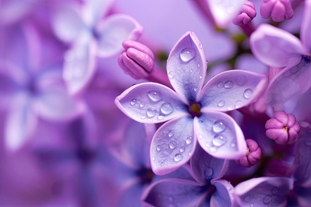 Lilac blossom macro background with copy space