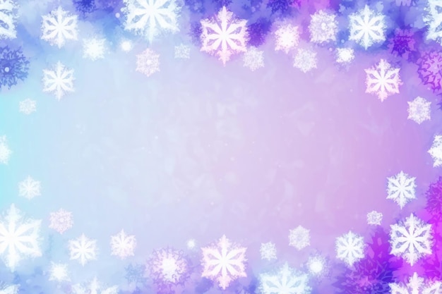 Photo lilac blue background silhouettes snowflakes postcard generative ai