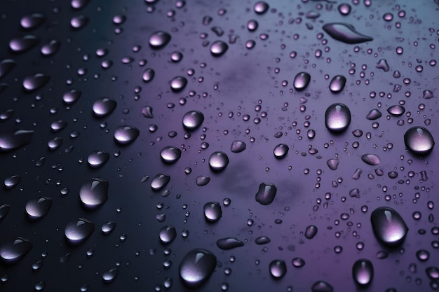 Lilac Blue Metallic Drops On Black Background Generative AI