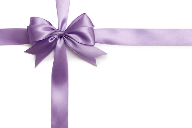 Lilac bow and ribbon isolated on white background. Insulation.