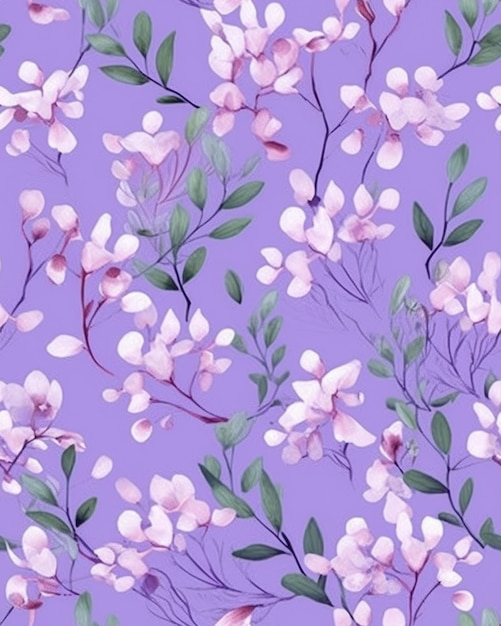 Lilac flowers watercolor drawings seamless pattern for textiles fabrics souvenirs packaging and greeting cards ai generative