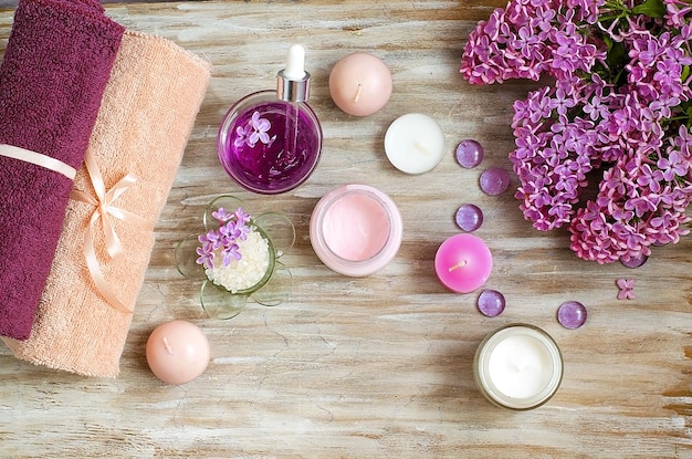 Lilac news next to organicnatural cosmeticsface towelscandlesbody care