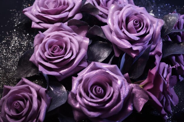 Photo lilac roses on black violet roses isolated purple roses backdrop