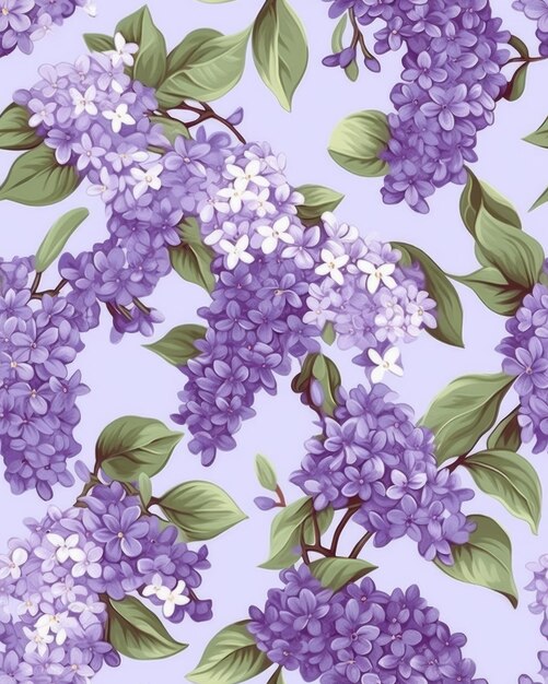 Lilac seamless pattern AI generated