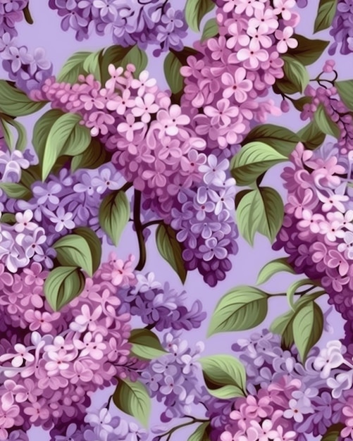 Lilac seamless pattern ai generated