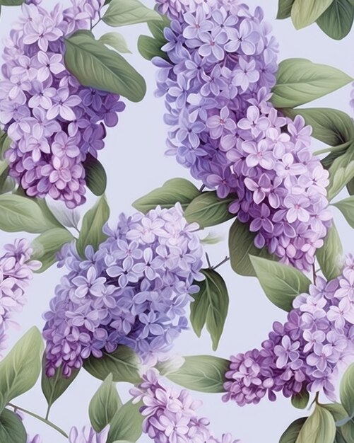 Lilac seamless pattern ai generated