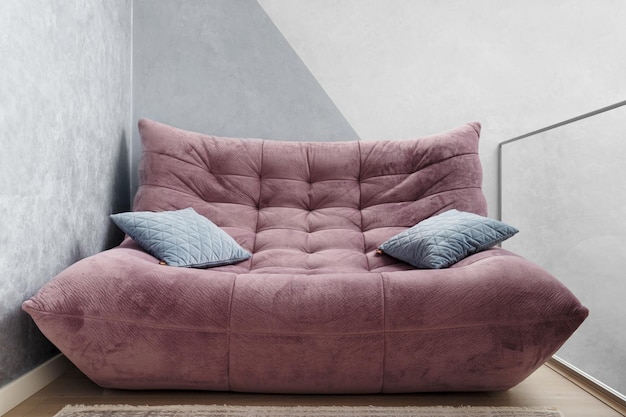 Lilac sofa in the living room