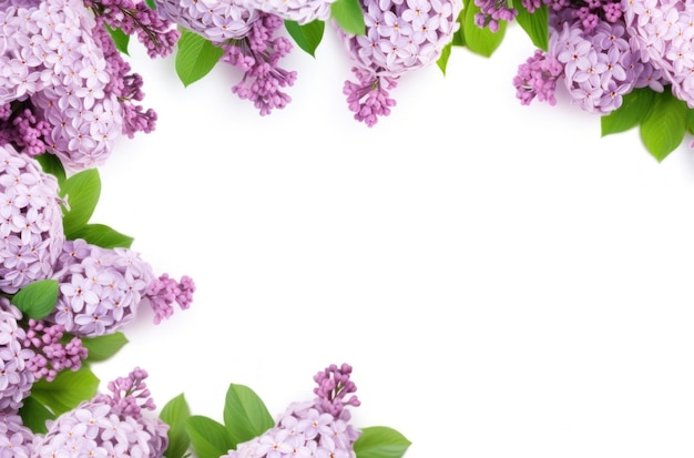 Foto cornice di lilac su un fiore di sfondo bianco