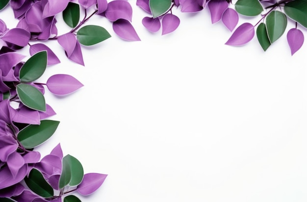 Foto cornice di lilac su un fiore di sfondo bianco