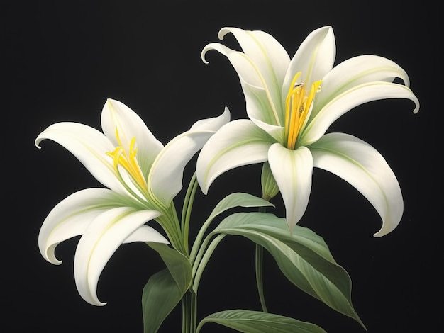 Lily on black background Generative AI