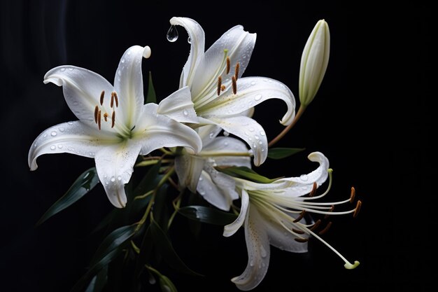 Lily blooms against a dark backdrop