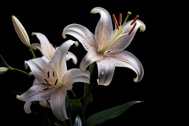 Lily blooms against a dark backdrop