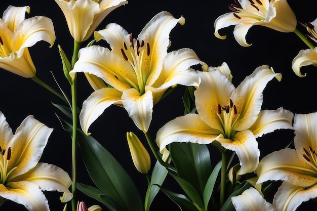 Lily blooms against a dark backdrop