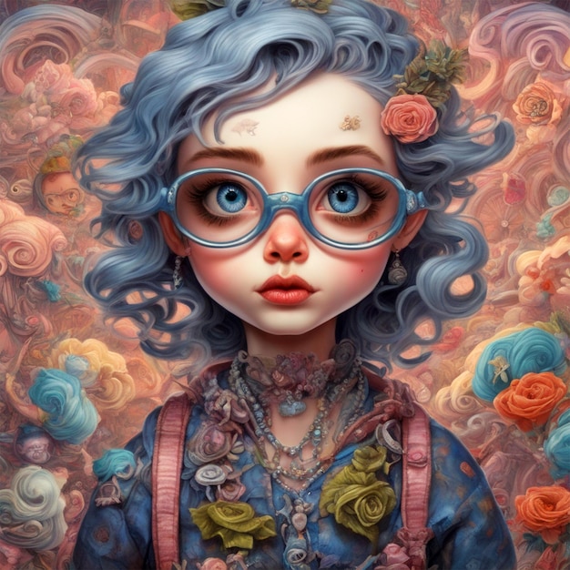 Lily Ebert Hipster Mad Sky Hallucination By Mundford Rococo Maximalist Chibi