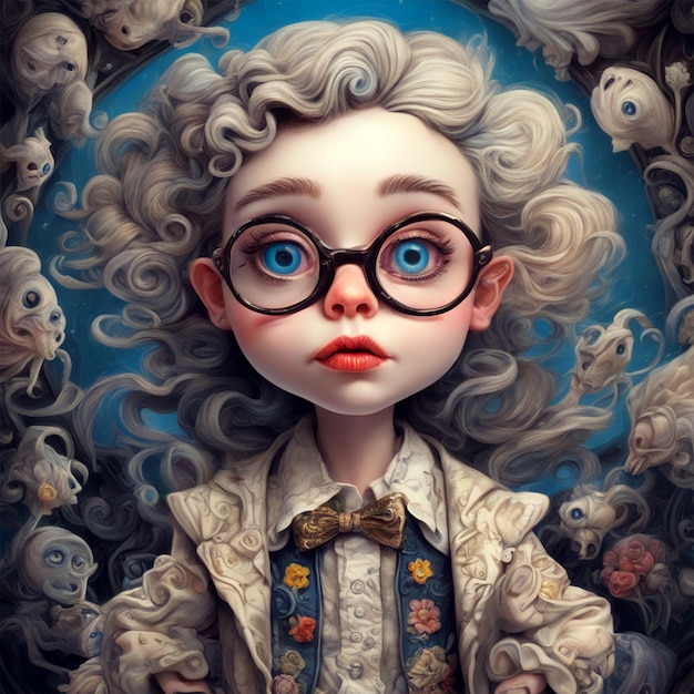 Lily Ebert Hipster Mad Sky Hallucination By Mundford Rococo Maximalist Chibi