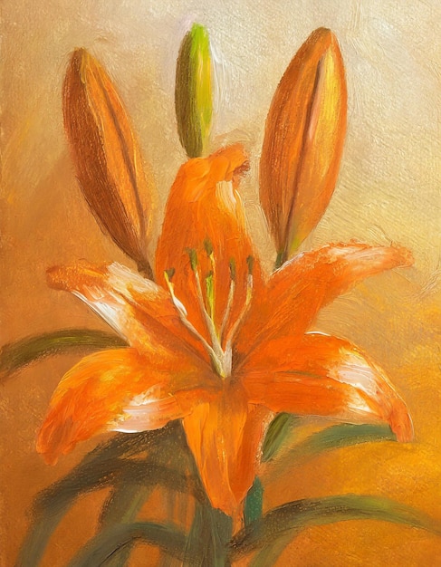 Lily flower abstract art painting