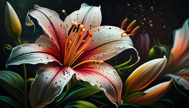 Lily flower background Spiring nature background Generative AI